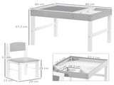 Kids Table and Chair Set, with Storage Space - Grey T3398P421978