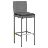 5 Piece Garden Bar Set with Cushions Grey Poly Rattan 3203940