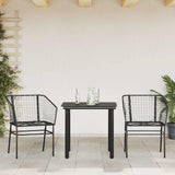 3 Piece Garden Dining Set Black Poly Rattan Glass 3334583