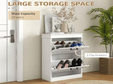 Two-Drawer Minimalistic Shoe Storage Cabinet, for 10 Shoes, White T3398P329448