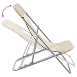Folding Beach Chairs 2 pcs Cream Textilene&Powder-coated Steel 360192