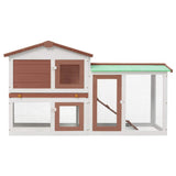 Outdoor Large Rabbit Hutch Brown and White 145 x 45 x 84 Wood 170841