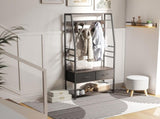 Coat Rack with Shoe Storage, Hall Tree, Industrial Coat Stand with Shoe Bench, 10 Removable Hooks, 2 T3398P423864