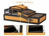 Wooden Tortoise House with Balcony, Tray, Roof, for Indoor and Outdoor, Yellow T3398P349999