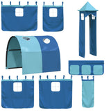 Bunk Bed without Mattress with Slide and Curtains Blue 90x200 cm 3284162