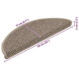 Stair Mats Self-adhesive Sisal-Look 15 pcs 56x17x3 cm Dark Beige 326866