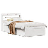 Bed Frame with Headboard White 90x200 cm Solid Wood Pine 3307093