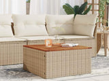 Garden Table Beige 55x55x37 cm Poly Rattan and Acacia Wood 366064