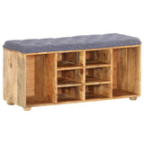 Hall Bench Natural wood, Grey Solid mango wood, 100% polyester fabric 285891