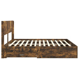 Bed Frame with Storage and Headboard Smoked Oak Engineered Wood 3414435