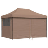 ZNTS Foldable Party Tent Pop-Up with 4 Sidewalls Brown 4005028