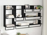 Wall Shelf Set 6 pcs Black Oak 100 x 25 x 30 cm Engineered Wood 882849