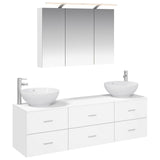 Bathroom Furniture Set 4 pcs White Engineered Wood and Glass 3406935