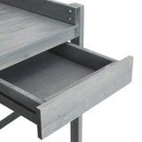 Potting Bench with Trellis Grey Solid Wood Fir 368430