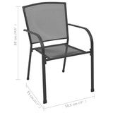 Outdoor Chair Set of 4 Anthracite Steel Medium Stackable 310154