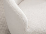 008S Teddy Fabric Swivel Accent Armchair Barrel Chair With Black Powder Coating Metal Ring, Ivory W1397P262484