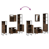 4 Piece Bathroom Furniture Set Smoked Oak Engineered Wood 3214827