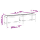 ZNTS Garden Bench 180x35x45 cm Solid Wood Acacia 319421