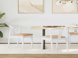 Dining Chair 2 pcs White and Brown Solid Rubber Wood 42020409