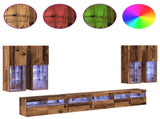 TV Wall Cabinet Set Wall-mounted 7 pcs Old Wood Engineered Wood 3402797