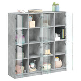 Bookcase with Doors Concrete Grey 136x37x142 cm Engineered Wood 3206520