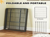 6 Panels Dog Playpen, Portable Detachable Puppy Pen with Door, for Large Dogs, 100cm High, Grey T3398P376285