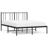 Metal Bed Frame without Mattress with Headboard Black 135x190cm 352479