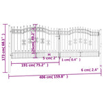 ZNTS Fence Gate with Spear Top Black 406x173 cm Powder-coated Steel 151101