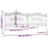 ZNTS Fence Gate with Spear Top Black 406x173 cm Powder-coated Steel 151101