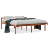 Senior Bed without Mattress Wax Brown 150x200 cm King Size Solid Wood Pine 844159