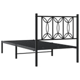 Metal Bed Frame without Mattress with Headboard Black 75x190cm 376118