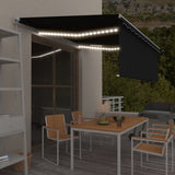 3069304 Manual Retractable Awning with Blind&LED 4x3m Anthracite