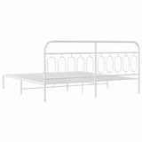 Metal Bed Frame without Mattress with Headboard White 200x200cm 377173