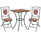 3 Piece Mosaic Bistro Set Ceramic Tile Terracotta 279412