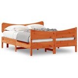 Bed Frame without Mattress Wax Brown 135x190 cm Double Solid Wood Pine 3216398