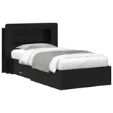 Bed Frame with Storage Black 75 x 190 cm Engineered Wood 3433801