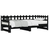 Pull-out Day Bed without Mattress Black 2x cm Solid Wood 840390