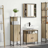 Bathroom Furniture Set with Shelf 3 pcs Brown Engineered wood 3345136
