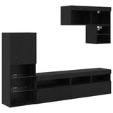 TV Wall Units Wall-mounted 6 pcs Black Oak Engineered Wood 3402976