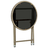 Tea Table Beige 60 cm Poly Rattan and Tempered Glass 310559