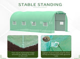 Walk-in Polytunnel Greenhouse, Outdoor Garden Tunnel Greenhouse Tent with Zipped Roll-Up Door and 8 T3398P325278