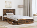 Bed Frame with Drawer Smoked Oak 100 x 200 cm Engineer Wood 3409493