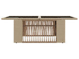Garden Table Beige 100 x 55 x 37 cm PE Rattan and Glass 42035138