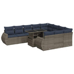 11 Piece Garden Sofa Set with Cushions Grey Poly Rattan Acacia 3326712