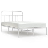 Bed Frame White Powder-Coated Steel Double Bed Frame 352625