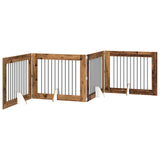 Foldable Dog Gate with Stands 4 pcs Old Wood 401 cm 892065