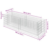 Gabion Raised Bed Galvanised Steel 180x50x50 cm 143559