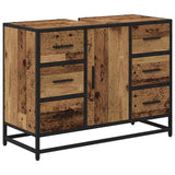 Bathroom Furniture Set with Door 3 pcs Old Wood Engineered Wood 3402485