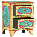 Hand Painted bedside Cabinet 40x30x50 cm Solid Mango Wood 286158