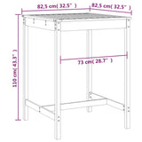 Garden Table Grey 82.5x82.5x110 cm Solid Wood Pine 824083